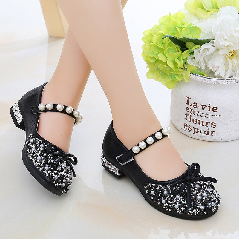 Girls Princess Shoes Girls Crystal Shoes Children&#39;s Shoes High Heels Baby Soft-soled Children&#39;s Shoes  Baby Shoes Girls