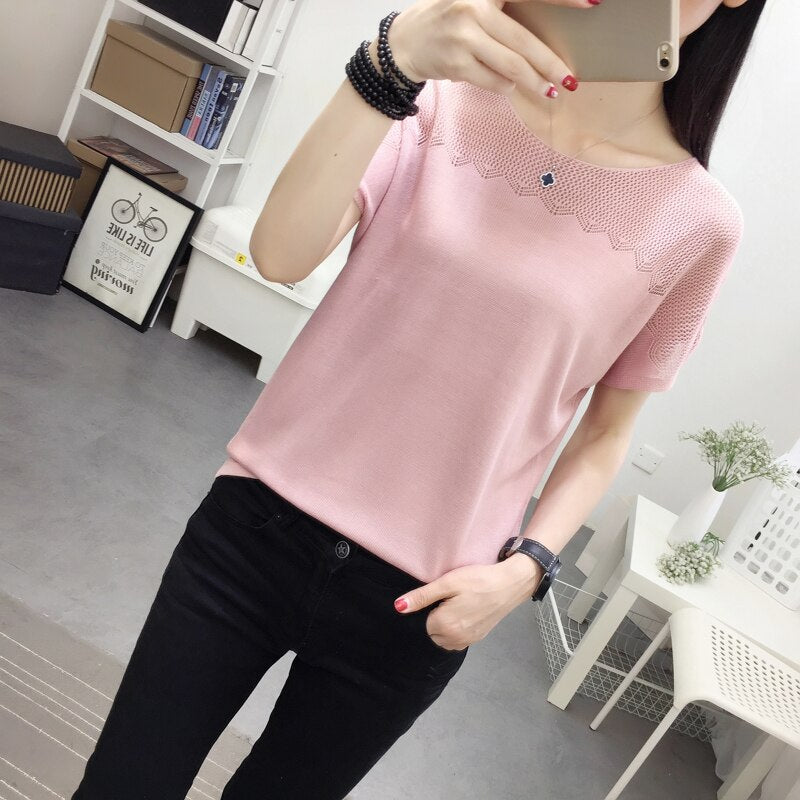 Pink Blue White Shirt 2022 Spring and Summer College Wind Ice Silk Knit Vest Top Thin Bottoming Sling Streetwear Womens  3538 50