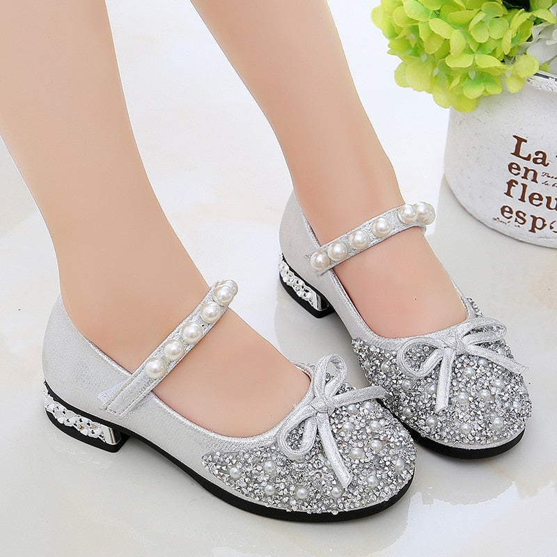 Girls Princess Shoes Girls Crystal Shoes Children&#39;s Shoes High Heels Baby Soft-soled Children&#39;s Shoes  Baby Shoes Girls