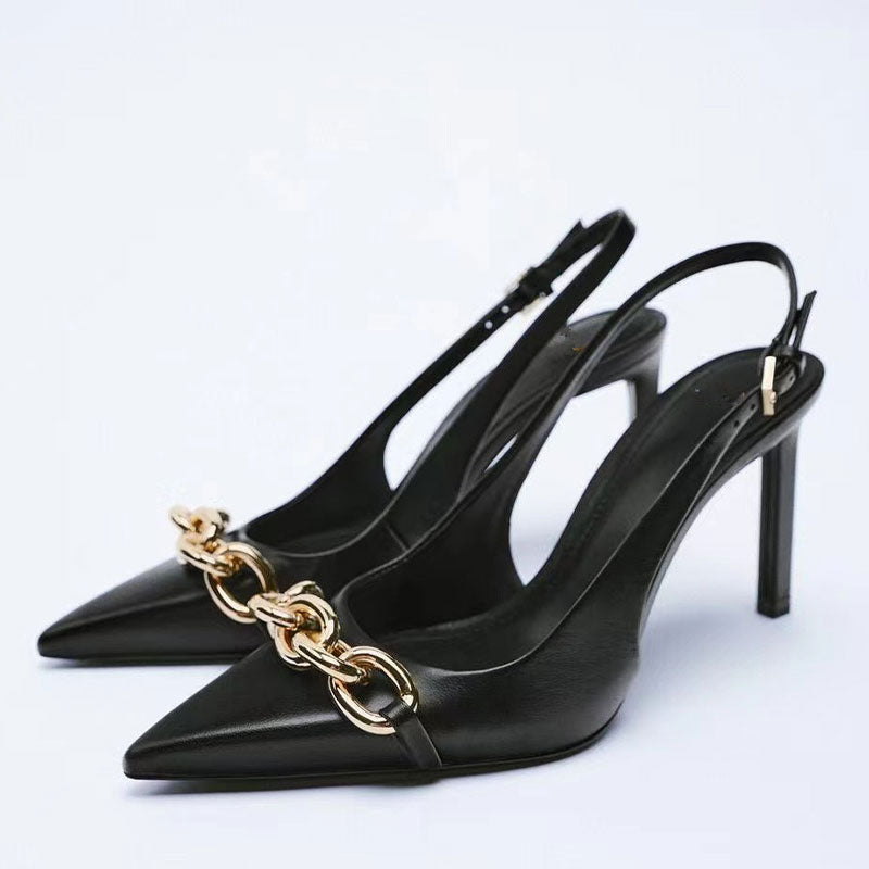 Summer Women Sandals High Heels Shoes Women Pumps Back Strap Ladies Shoes Heeled Shallow Stiletto Mules Elegant Party Sandals