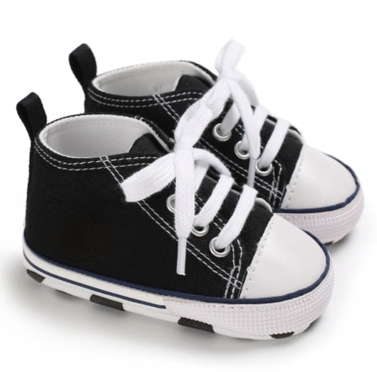 Baby Shoes Boys Baby Girls Classic Canvas Casual Sneakers Newborn Star First Walker Toddler Soft Sole Non-Slip Walking Shoes