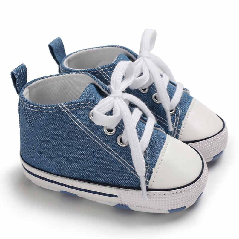 Baby Shoes Boys Baby Girls Classic Canvas Casual Sneakers Newborn Star First Walker Toddler Soft Sole Non-Slip Walking Shoes