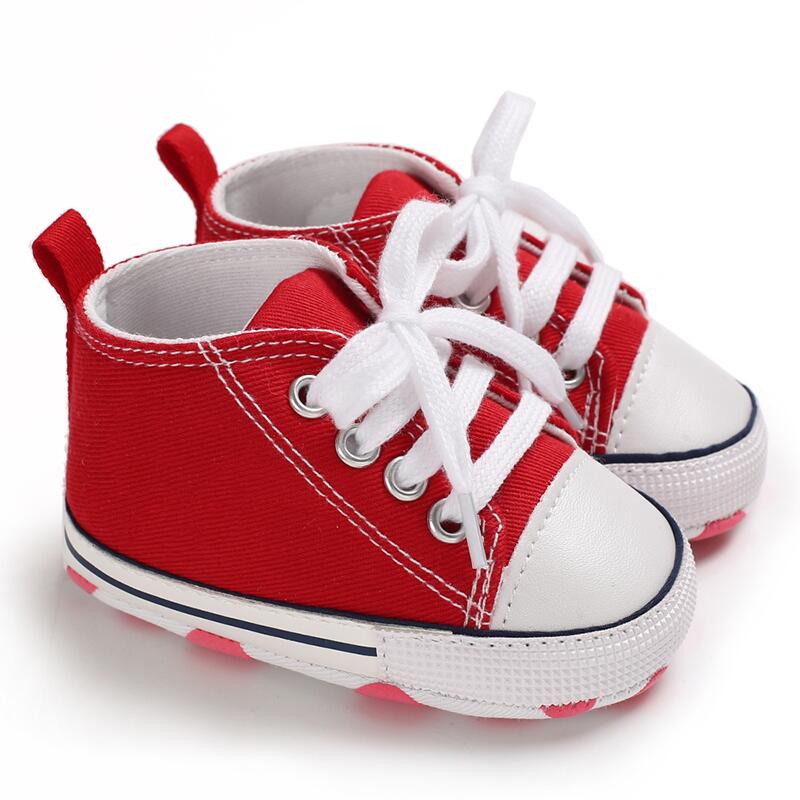 Baby Shoes Boys Baby Girls Classic Canvas Casual Sneakers Newborn Star First Walker Toddler Soft Sole Non-Slip Walking Shoes